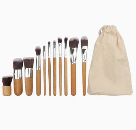 11-Piece Bamboo Makeup Brush Set